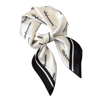 黑白法式小方巾丝巾女春秋夏季搭配衬衫护颈防晒围脖子薄纱巾围巾