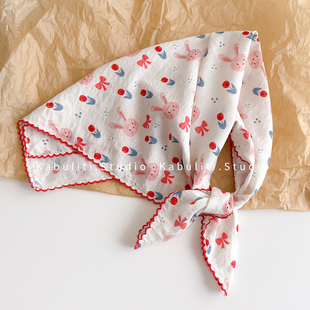 小方巾丝巾女三角包头防晒可爱儿童手帕护颈围脖子发带纱巾薄围巾