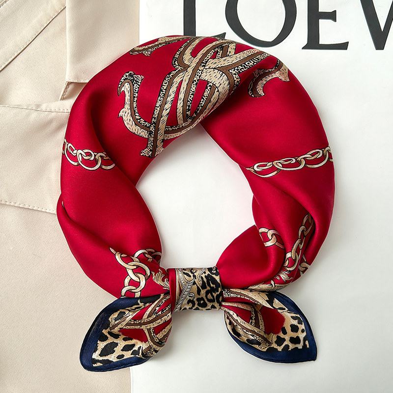 红色小方巾丝巾女秋夏季搭配衬衫毛衣护颈围脖子真丝桑蚕丝50x50