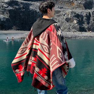 外搭大披肩披风斗篷男女帽子一体新疆云南川西北青海旅游拍照穿搭