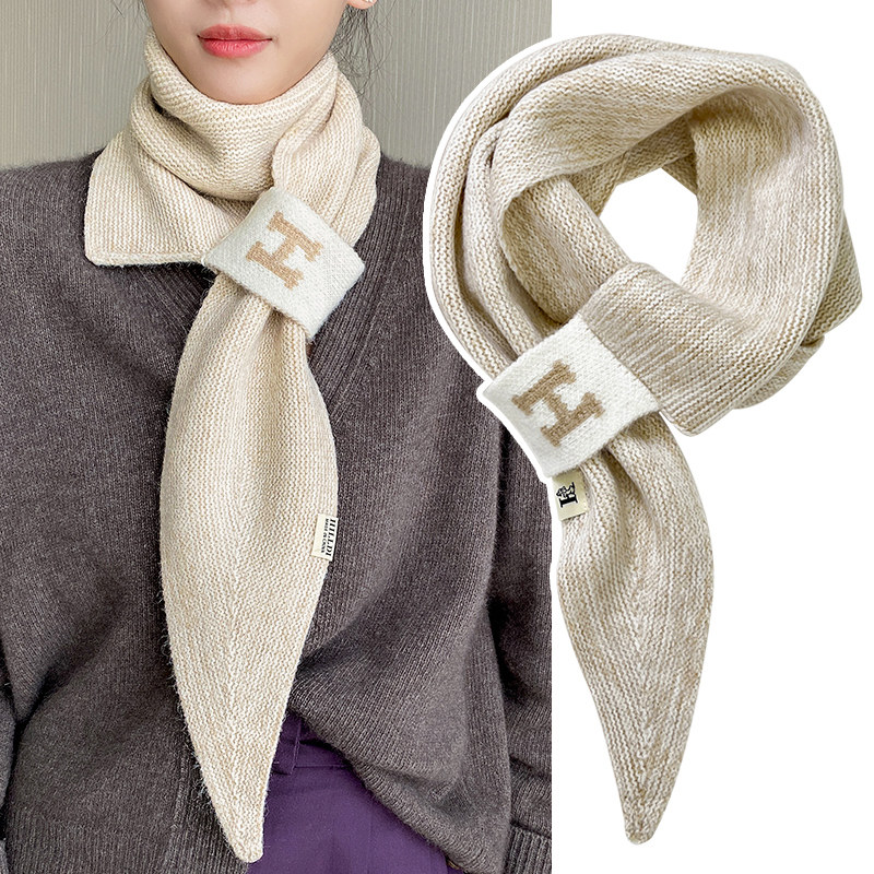 小围巾女冬季米白色针织毛线交叉保暖防寒护颈短围脖气质百搭丝巾,服饰配件/皮带/帽子/围巾,围巾/丝巾/披肩,淘宝优惠券,粉丝福利购,淘宝优惠卷