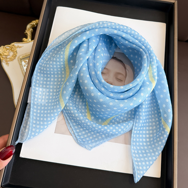蓝色法式包头小方巾丝巾女搭配衬衫护颈围脖子领巾腕巾纱巾薄围巾