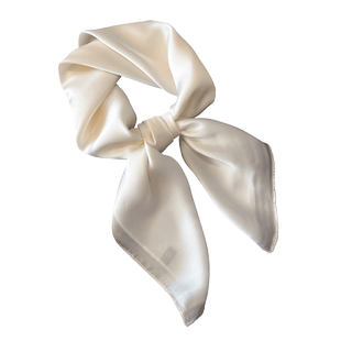 纯色奶白米白色小方巾丝巾女春秋夏季搭配衬衫护颈脖子薄纱巾围巾