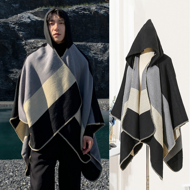 大披肩斗篷披风男女外搭带帽子加厚围巾春秋冬季新疆云南旅游穿搭