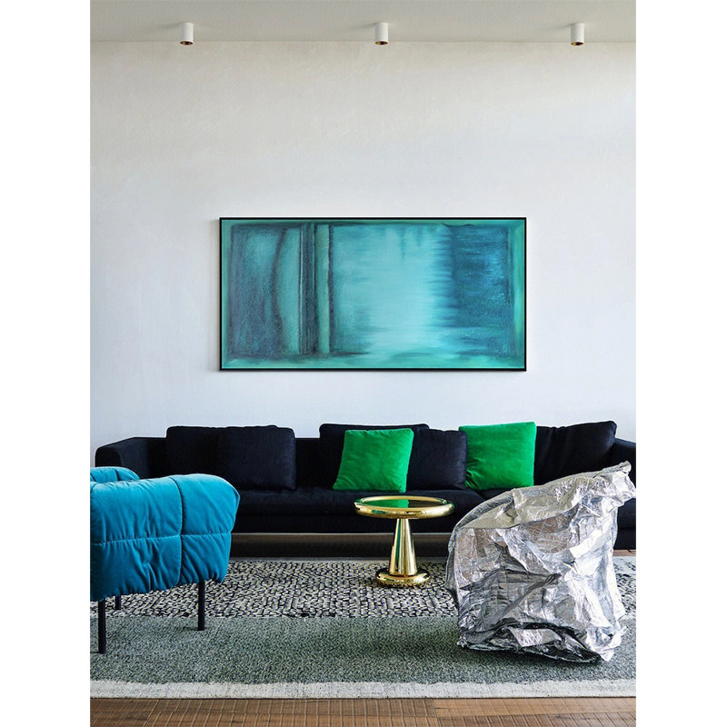 若奈挂画 手绘肌理画《安静的湖》绿色现代抽象艺术客厅装饰画,家居饰品,现代装饰画,淘宝优惠券,粉丝福利购,淘宝优惠卷