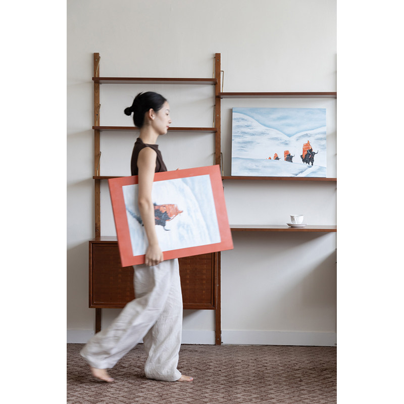 若奈 手绘画！Herm@s早年绝版《橙色礼物》客厅玄关餐厅装饰画,家居饰品,油画,淘宝优惠券,粉丝福利购,淘宝优惠卷