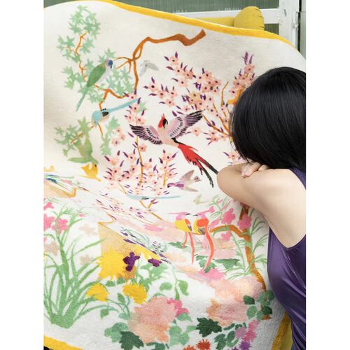若奈新中式实木金丝竹节框挂毯画