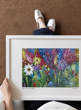 若奈限量收藏！《仲夏夜之梦》手绘肌理油画月下繁花玄关书房挂画