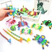 益智玩具百变陀螺链条创意太空人神器百变机械卡通可变形手指减压