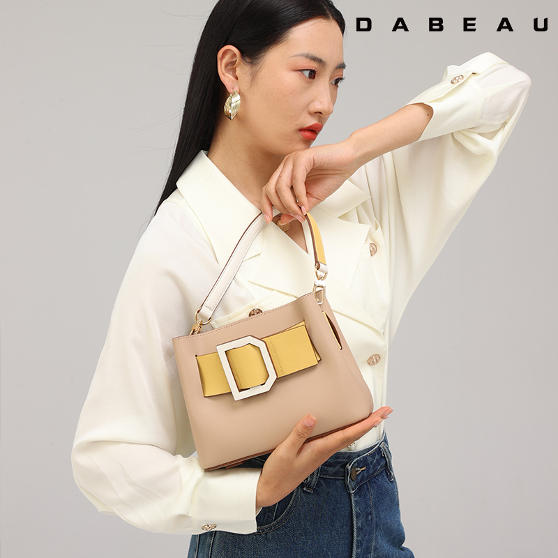 迪艾宝时尚百搭真皮水桶包