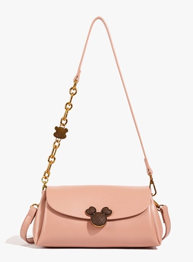 2025新款粉色米奇腋下包女链条漆皮单肩斜挎包轻奢通勤多层精致