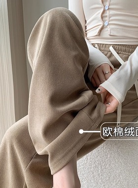 阔腿裤女裤春秋2025新款高腰垂感小个子冬季宽松休闲窄版直筒裤子
