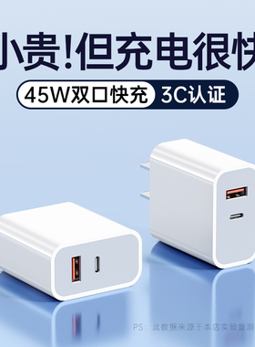 【45W双口快充】BS适用iphone16充电器头15promax正品17苹果14数据线typec13插ipadair手机笔记本macbook平板