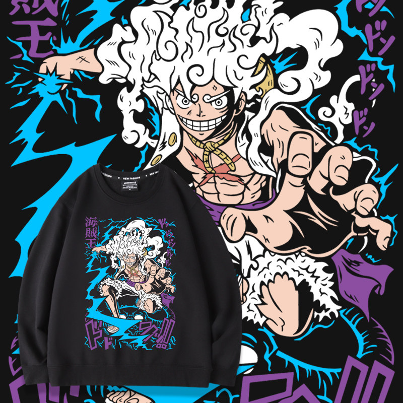 路飞尼卡卫衣男春秋季2023新款潮牌宽松帅气海贼王印花学生上衣服