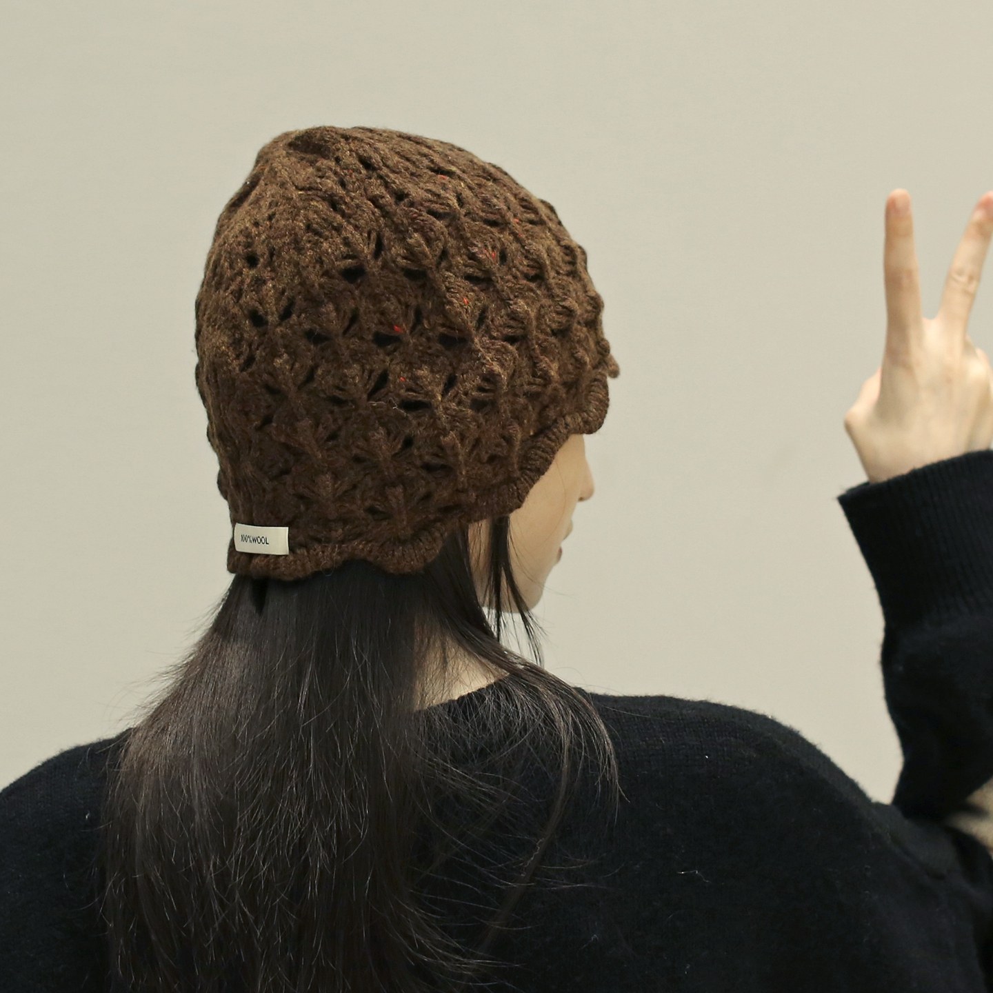 法式纯羊毛勾花镂空帽女秋冬保暖韩系温柔彩点纱针织帽子冷帽高级