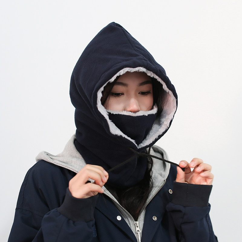 加绒厚实保暖套头帽子围脖一体冬天户外遮脸护耳护颈骑车防风防寒