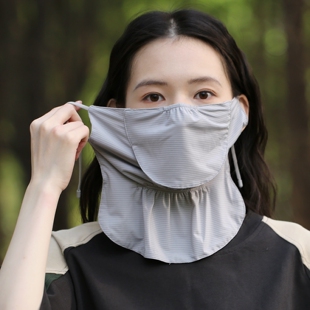 新款UPF50+可喝水防晒面罩便携透气夏天防紫外线遮脸脖子户外运动