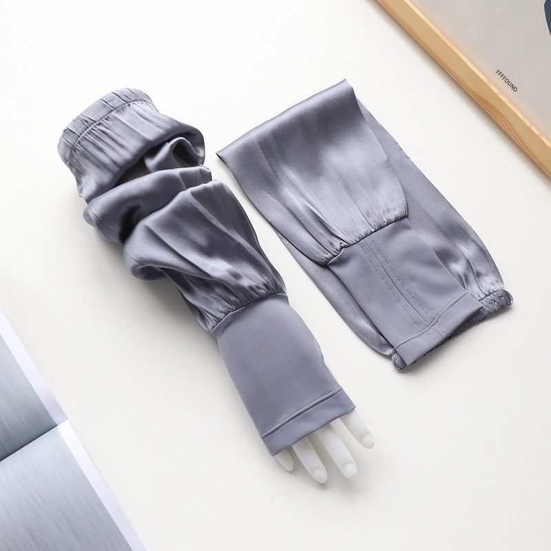 宽松真丝防晒手套女士手臂套袖子夏天开车遮阳防紫外线质感漏半指
