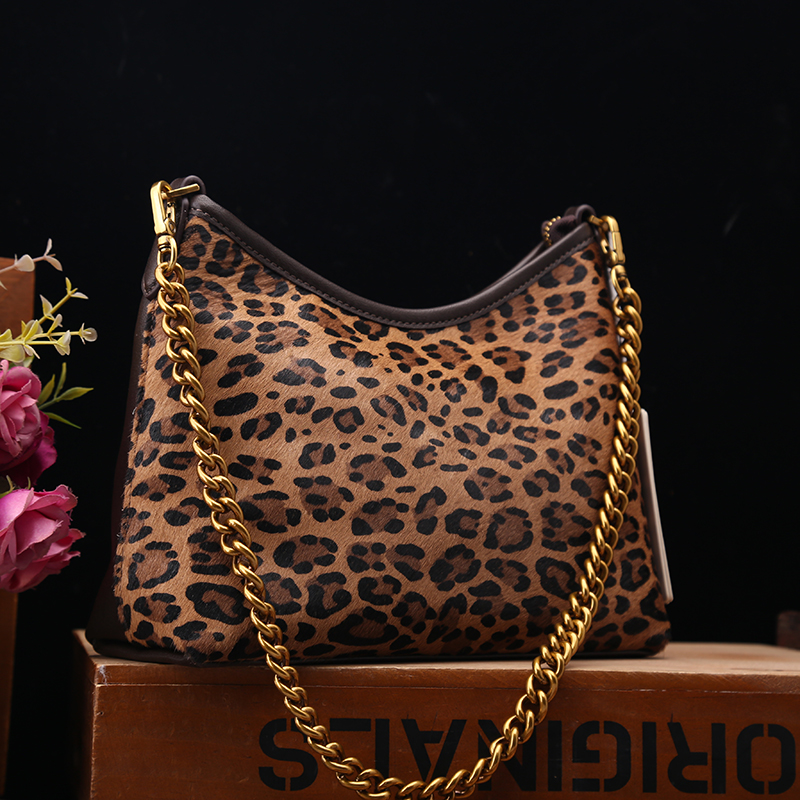 马毛包包正品2025新款豹纹女包水桶包单肩斜挎包链条包通勤女包