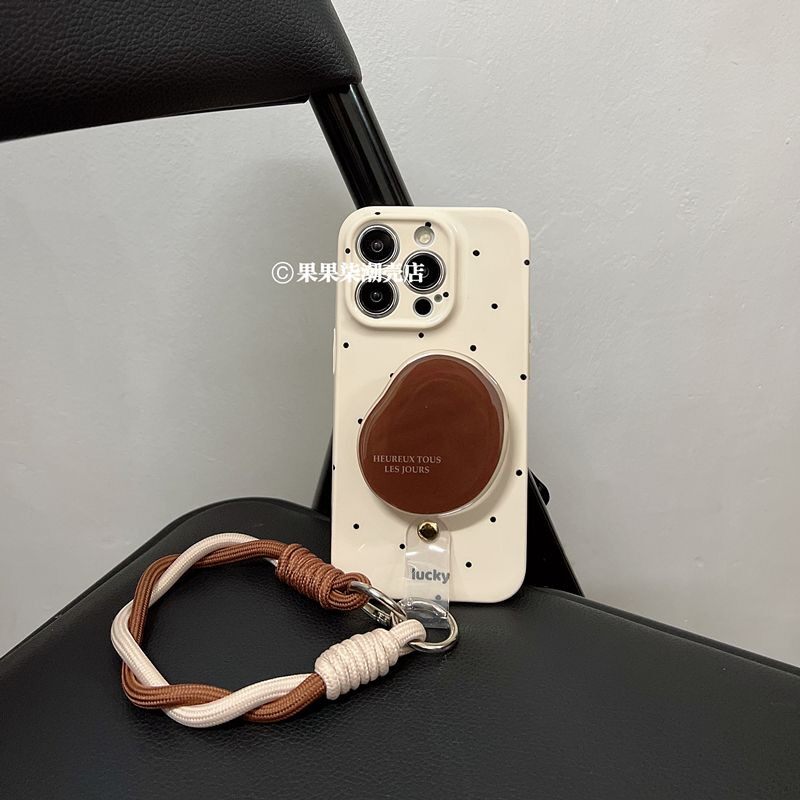 ins棕色不规则字母支架适用苹果17Promax简约艺术16Pro创意小众15小清新14全包保护套13防摔手机壳女