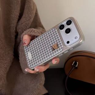 新款复古文艺蓝纹小熊苹果17Promax适用16Pro卡通15可爱ins风艺术感14全包保护套13防摔保护壳女