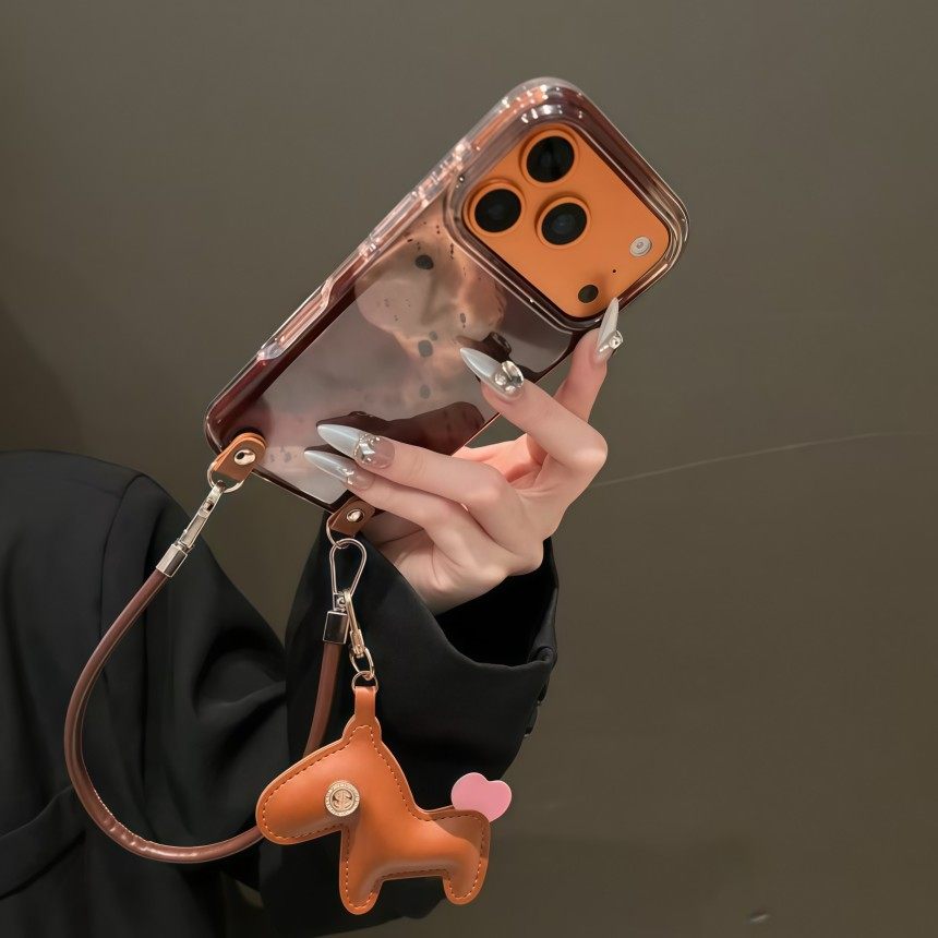 复古泼墨晕染棕黄适用苹果17ProMax艺术个性16Pro高级感ins风15创意小众14全包保护套13防摔手机壳女