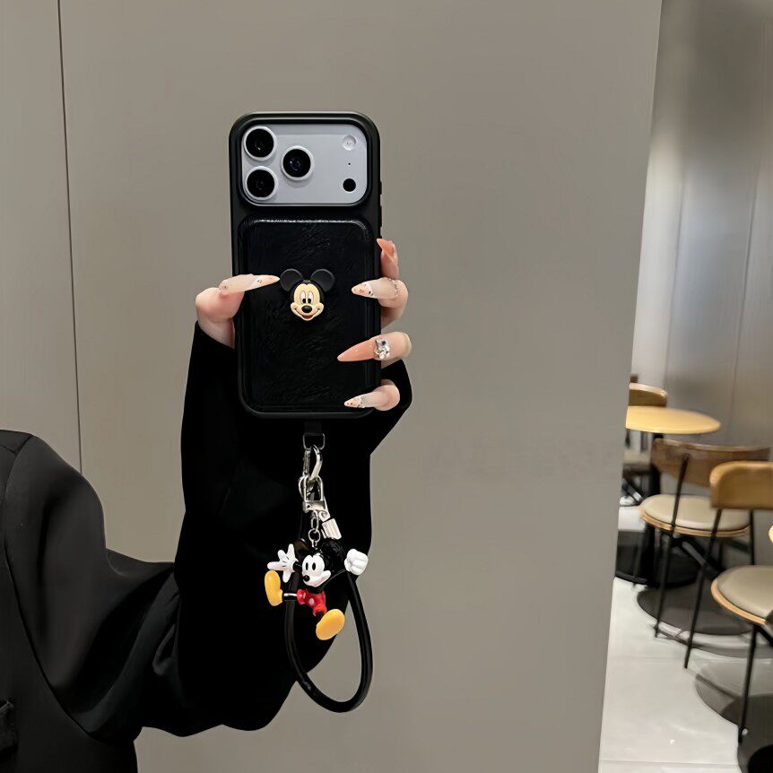 新款高级感陨石纹立体米奇适用苹果17ProMax可爱卡通17Pro艺术ins风16创意小众15全包保护套14防摔手机壳女