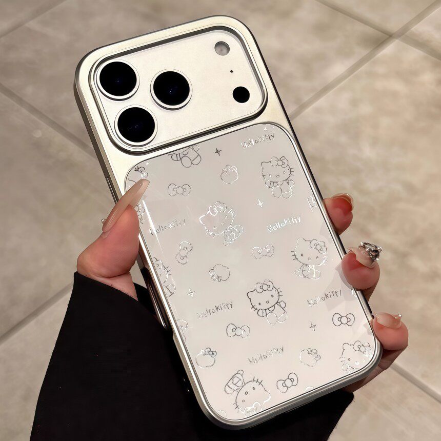 新款简约白色线条蝴蝶结kt适用iPhone17ProMax日韩卡通16Pro创意小众15艺术ins风14全包保护套13防摔手机壳女