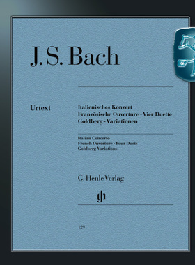 亨乐原版 巴赫 意大利协奏曲 法国序曲 四首二重奏和哥德堡变奏曲 带指法 Bach Italian Concerto French Ouverture Four HN129