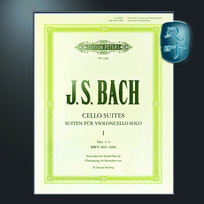巴赫无伴奏大提琴组曲1-3BWV1007-1009 卷一 低音提琴改编版 彼得斯 J.S.Bach Suiten für Violoncello solo Nr1-3 EP238b