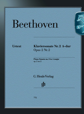 亨乐原版 贝多芬 第二钢琴奏鸣曲A大调op2no2 钢琴独奏带指法 Beethoven Piano Sonata no.2 A major op2 no2 HN772