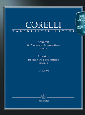 骑熊士原版 科雷利 小提琴奏鸣曲 卷一 op5NO1-5 小提琴和低音通奏 Corelli Sonaten für Violine und Basso continuo BA09455