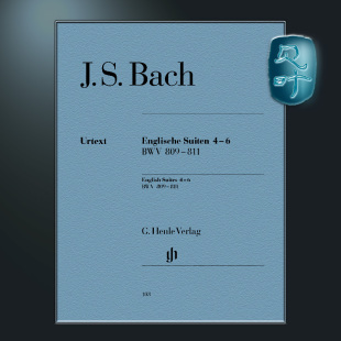 6BWV809 HN103 809 Suites 巴赫 英国组曲4 钢琴独奏带指法 811 BWV 亨乐原版 Bach English