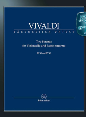 骑熊士原版 维瓦尔第 两首奏鸣曲RV40＼RV46 Vivaldi Two Sonatas for Violoncello and Basso contiuo RV 40, RV 46 BA06995-03