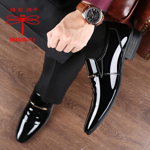 蜻蜓牌透气皮鞋男春秋尖头婚鞋37