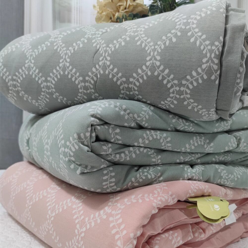 纯棉色织针织棉提花背面韩国绒绗缝可机洗双人保暖裸睡秋冬被盖被