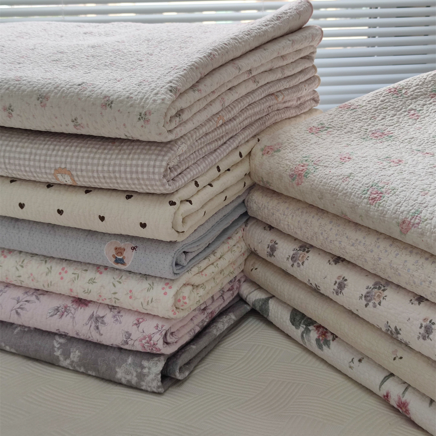 新款正反纯棉面料印花绗缝夹层棉花高温砂洗双人床盖枕套三件套,床上用品,床盖,淘宝优惠券,粉丝福利购,淘宝优惠卷