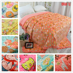 韩国短毛绒云丝绒印花水洗纯斜纹棉保暖绒毯床单绒垫特价 清仓处理