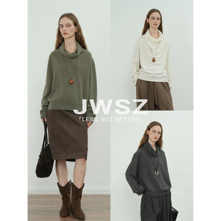 JWSZ“法式浪漫”极简松弛感云朵堆堆荡领羊毛针织衫