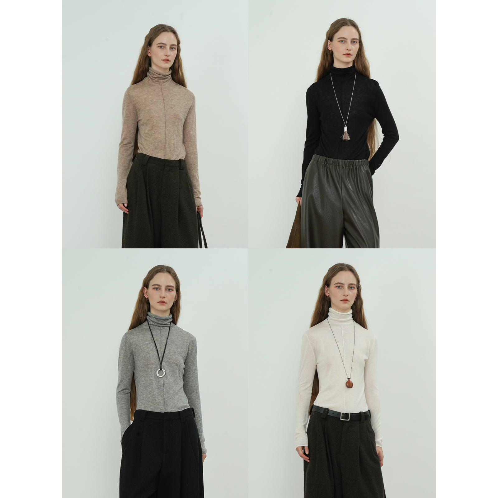 JWSZ“口碑爆品”日本进口水溶羊毛中缝分割线堆堆高领针织打底衫