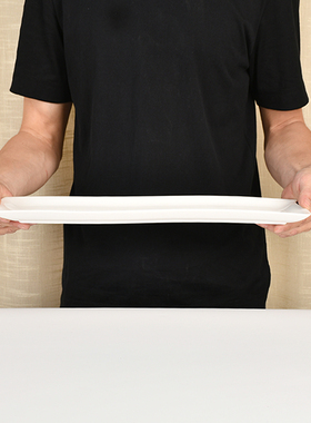 17寸长方白色超大号陶瓷餐厅私房菜高档蒸鱼盘子酒店纯色寿司摆盘