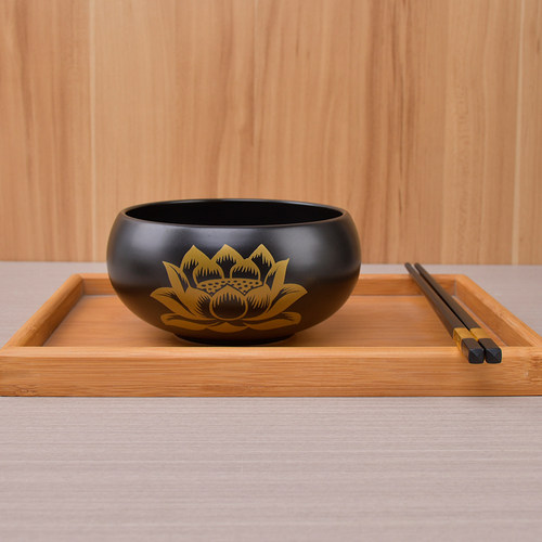 5寸纯黑陶瓷和尚碗钵碗佛文化居士素食碗僧人佛碗陶瓷碗钵可定制