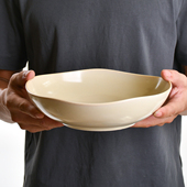 纯色7 9寸不规则日系陶瓷浅盘家用牛肉汤汁盘 餐饮汤类菜肴餐盘