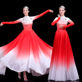 灯火里 中国舞蹈长裙盛开中国梦歌伴舞大摆裙现代舞红歌合唱演出