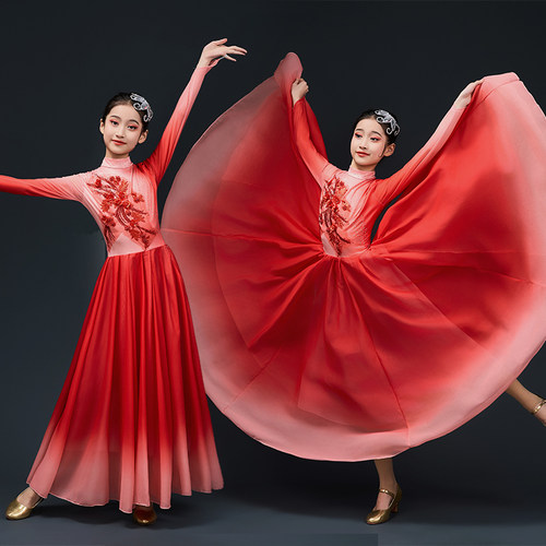 儿童演出服大摆裙女中国风