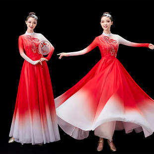 开场舞大摆裙演出服灯火里 合唱服古典舞广场舞服 中国大型舞台装