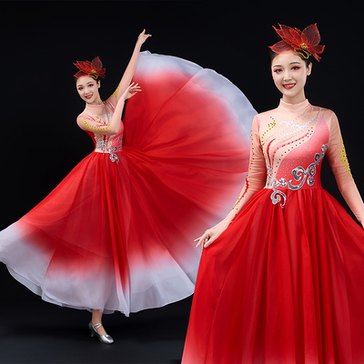新款开场舞大摆裙万疆舞蹈服古典