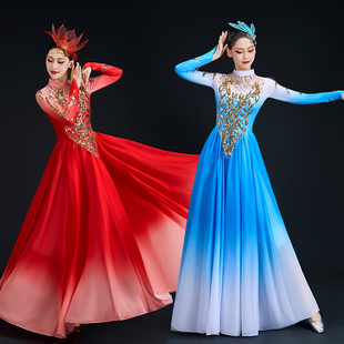 新款开场舞大摆长裙现代广场舞我和我的祖国渐变演出服大气舞台装