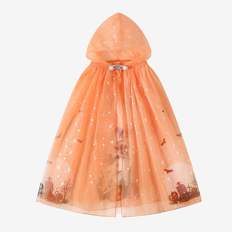 万圣节儿童服装披风女巫装扮道具女童斗篷宝宝披纱公主演出披肩