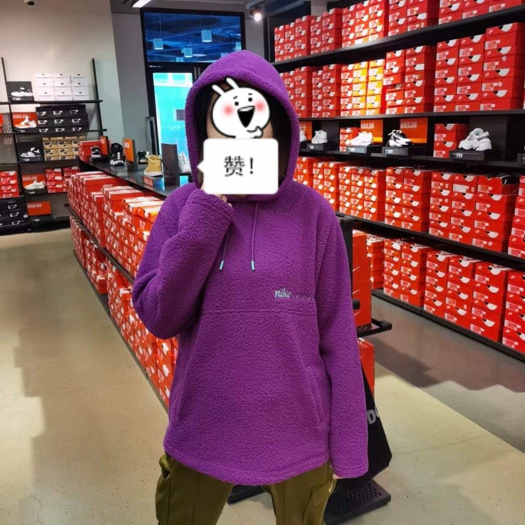 Nike耐克女子秋冬摇粒绒运动休闲保暖加绒长袖连帽套头卫衣DQ6237